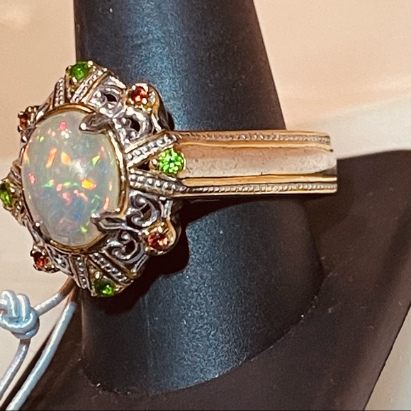Gems enVogue Ethiopian Opal&Gemstone Cocktail Ring - Picture 2 of 16